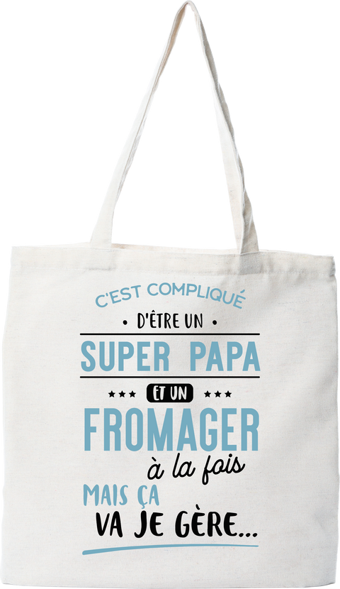 Tote bag coton recyclé super papa et fromager