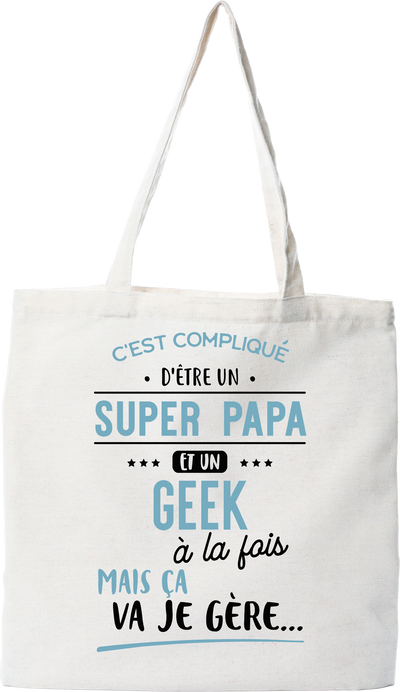 Tote bag coton recyclé super papa et geek