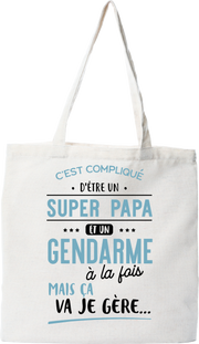 Tote bag coton recyclé super papa et gendarme