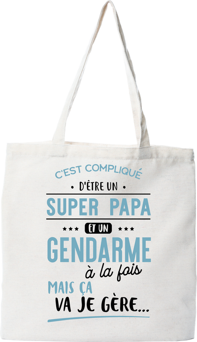 Tote bag coton recyclé super papa et gendarme