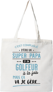 Tote bag coton recyclé super papa et golfeur