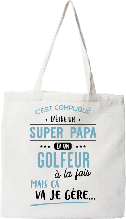 Tote bag coton recyclé super papa et golfeur
