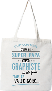 Tote bag coton recyclé super papa et graphiste
