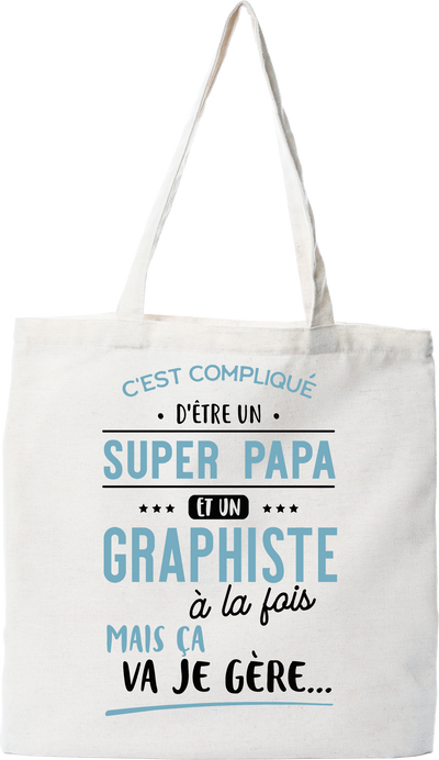 Tote bag coton recyclé super papa et graphiste