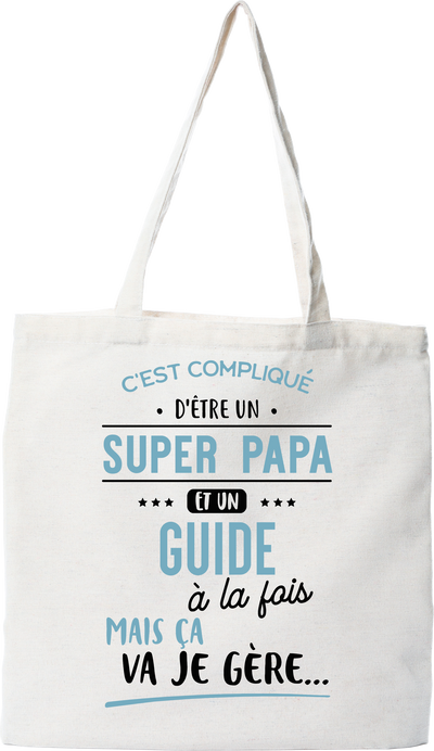 Tote bag coton recyclé super papa et guide