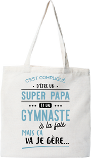 Tote bag coton recyclé super papa et gymnaste