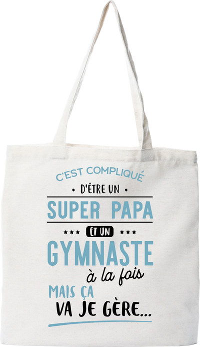 Tote bag coton recyclé super papa et gymnaste