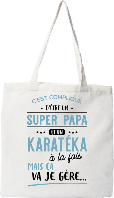 Tote bag coton recyclé super papa et karatéka