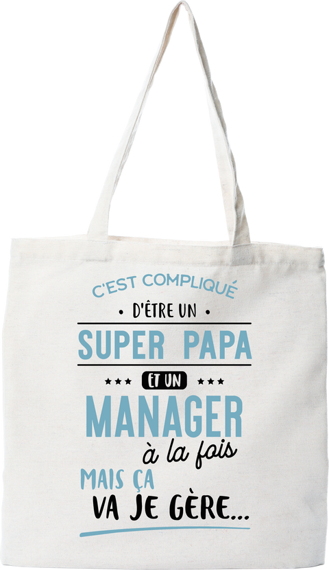Tote bag coton recyclé super papa et manager