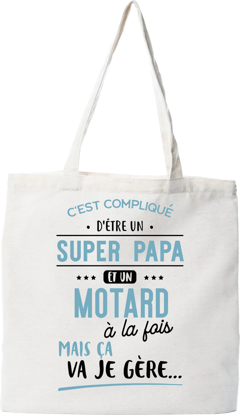 Tote bag coton recyclé super papa et motard