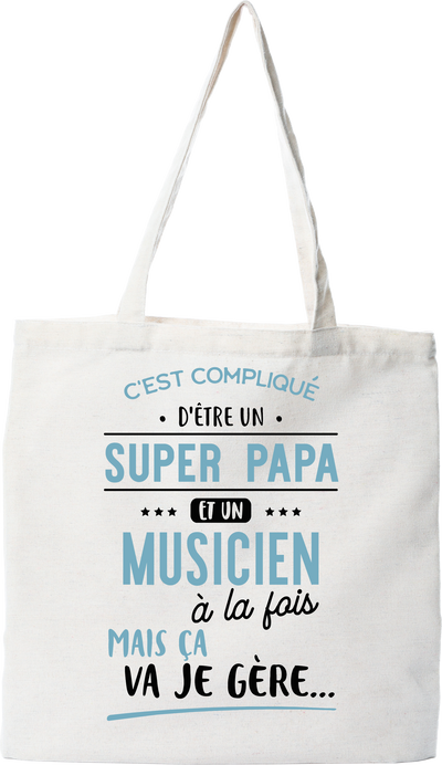 Tote bag coton recyclé super papa et musicien