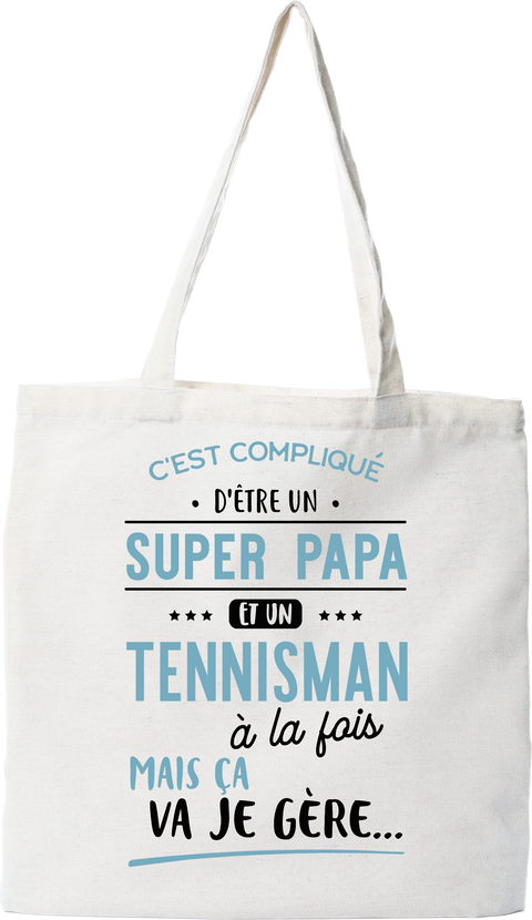 Tote bag coton recyclé super papa et tennisman