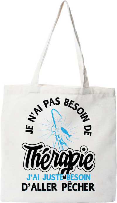 Tote bag coton recyclé thérapie ou pêche