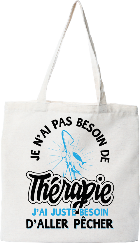 Tote bag coton recyclé thérapie ou pêche