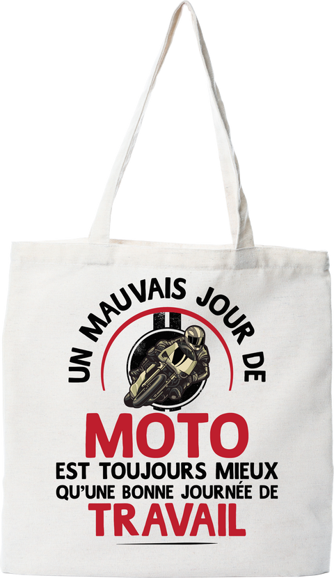 Tote bag coton recyclé un mauvais jour de moto