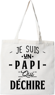 Tote bag coton recyclé un papi qui déchire 3