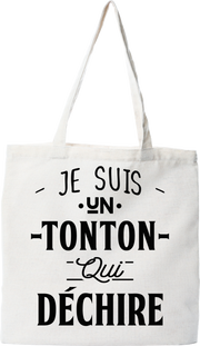 Tote bag coton recyclé un tonton qui déchire 2