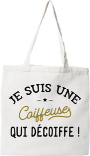 Tote bag coton recyclé une coiffeuse qui décoiffe