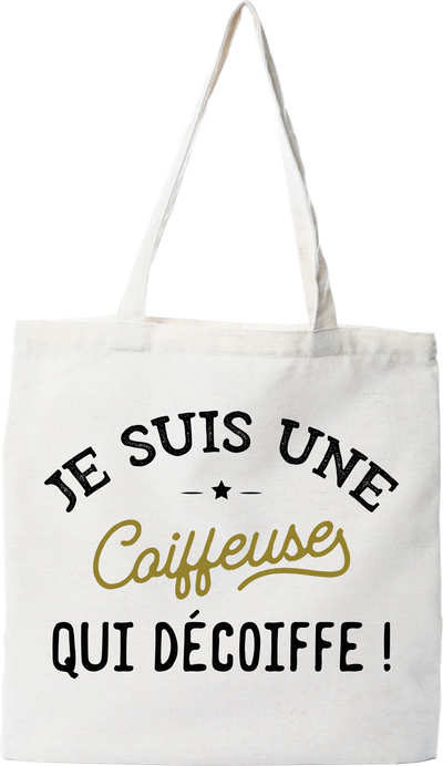 Tote bag coton recyclé une coiffeuse qui décoiffe