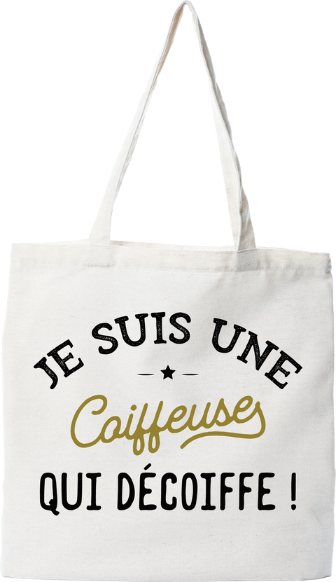 Tote bag coton recyclé une coiffeuse qui décoiffe