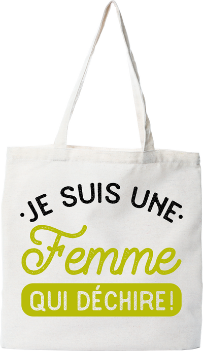 Tote bag coton recyclé une femme qui déchire