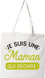 Tote bag coton recyclé une maman qui déchire