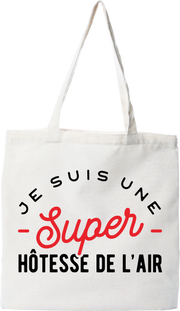 Tote bag coton recyclé une super hôtesse de l'air