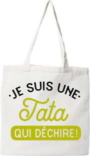 Tote bag coton recyclé une tata qui déchire