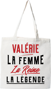 Tote bag coton recyclé valérie la femme la reine la légende