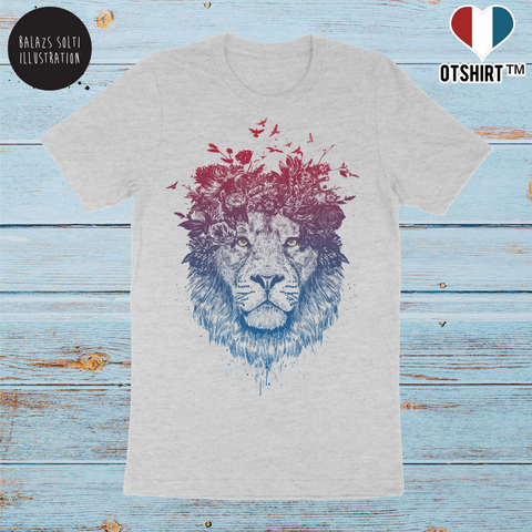 T shirt homme BIO Balázs Solti floral lion