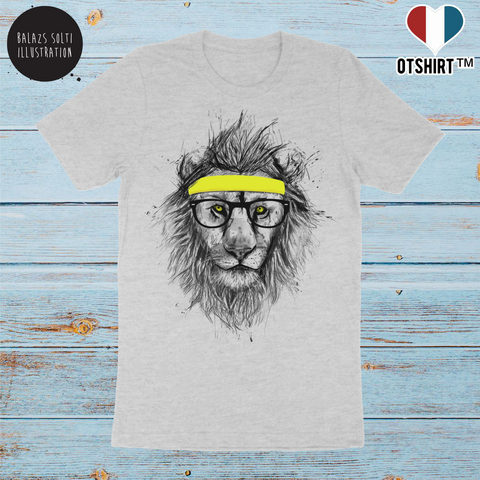 T shirt homme BIO Balázs Solti hipster lion
