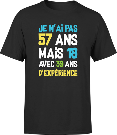 T shirt homme je n'ai pas 57 ans