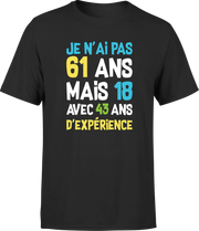 T shirt homme je n'ai pas 61 ans