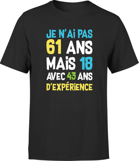 T shirt homme je n'ai pas 61 ans