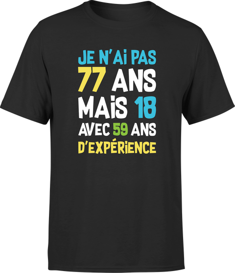 T shirt homme je n'ai pas 77 ans