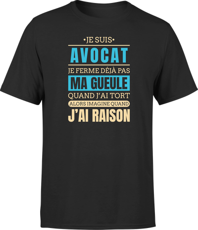 T shirt homme j ai raison je suis avocat