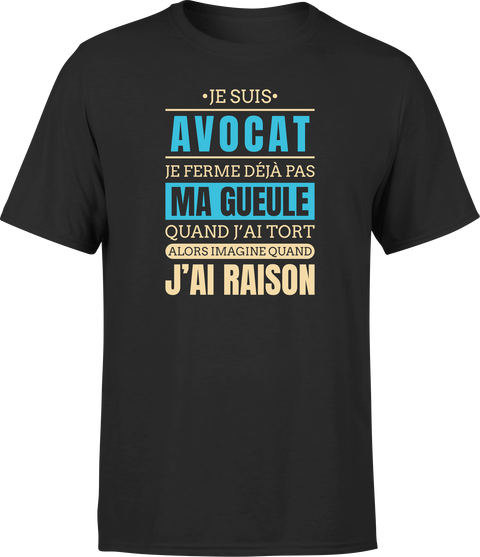 T shirt homme j ai raison je suis avocat