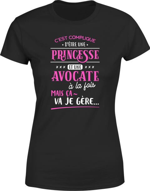 T shirt femme princesse et avocate