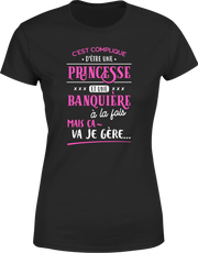 T shirt femme princesse et banquiere