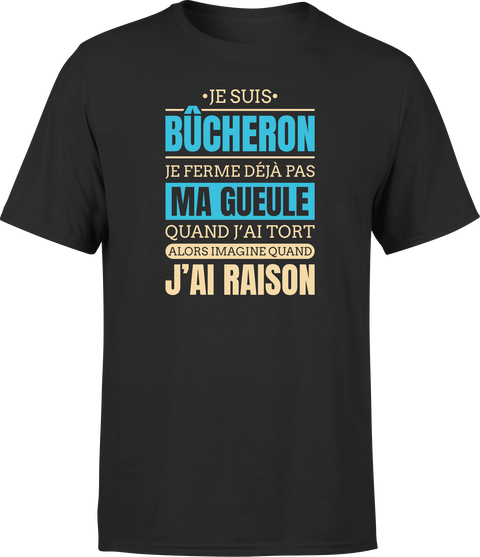 T shirt homme j ai raison je suis bucheron