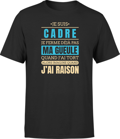 T shirt homme j ai raison je suis cadre