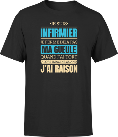 T shirt homme j ai raison je suis infirmier