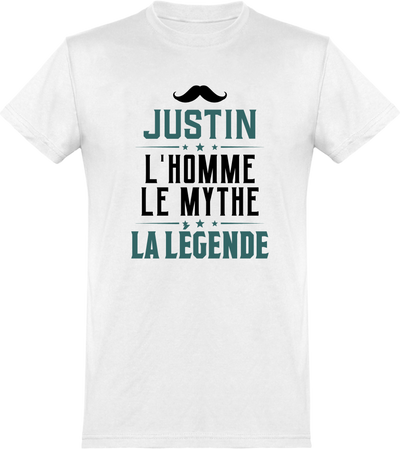  T shirt homme justin l'homme le mythe la légende