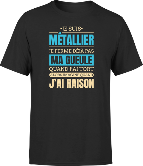 T shirt homme j ai raison je suis metallier