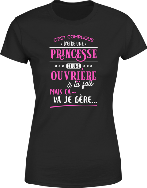 T shirt femme princesse et ouvriere