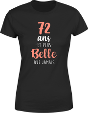 T shirt femme 72 ans et plus belle que jamais