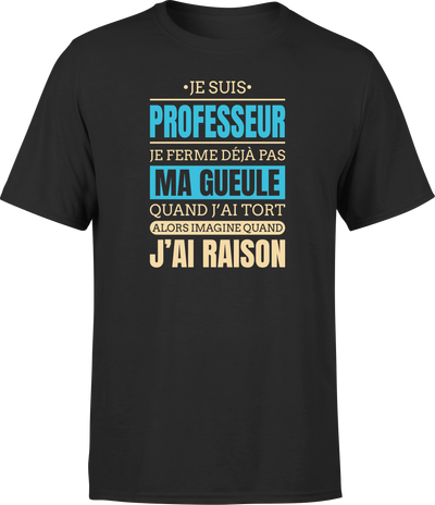 T shirt homme j ai raison je suis professeur