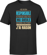 T shirt homme j ai raison je suis responsable