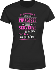 T shirt femme princesse et serveuse
