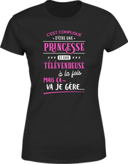 T shirt femme princesse et télévendeuse